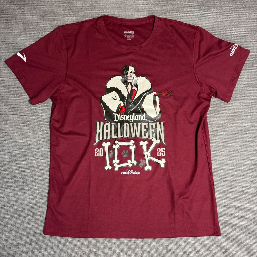 Brooks RunDisney Disneyland Halloween 10K 2025 Cruella Running Race Shirt Large